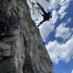 Beppe in discesa sul tiro del diedro